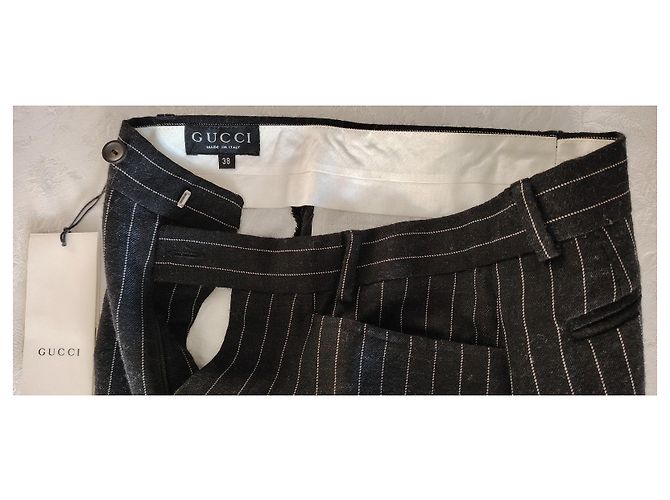 PANTALÓN DE LANA A RAYAS GUCCI. Negro - vista 4