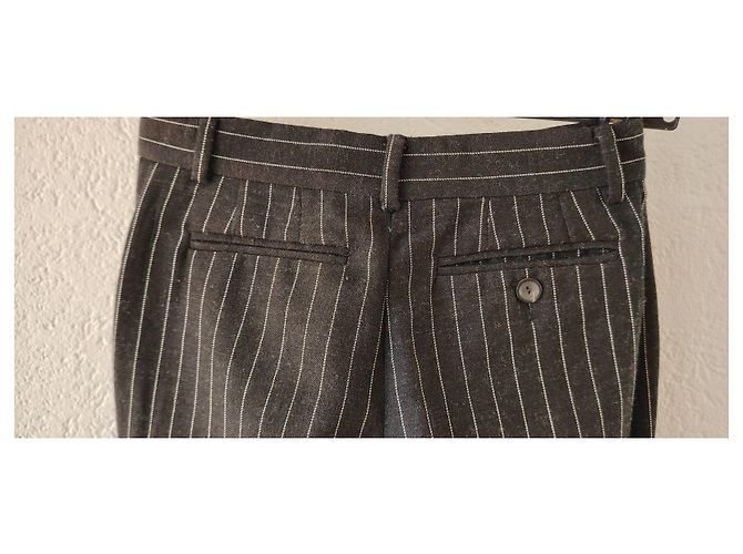 PANTALÓN DE LANA A RAYAS GUCCI. Negro - vista 6