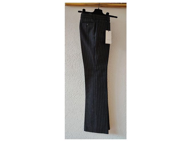 PANTALÓN DE LANA A RAYAS GUCCI. Negro - vista 7