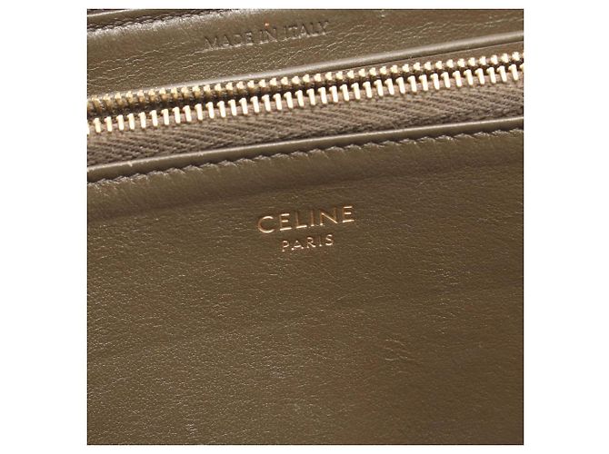Céline Gran billetera con cremallera C Charm de Celine Caqui - vista 4
