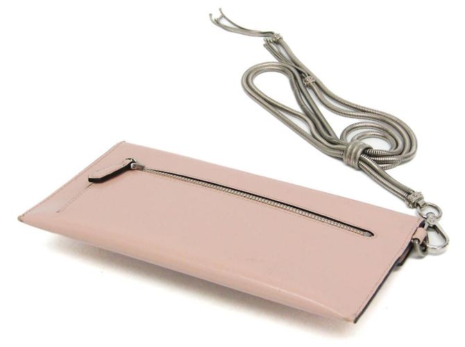 Clutch in pelle con tracolla a catena Prada Rosa - vista 2