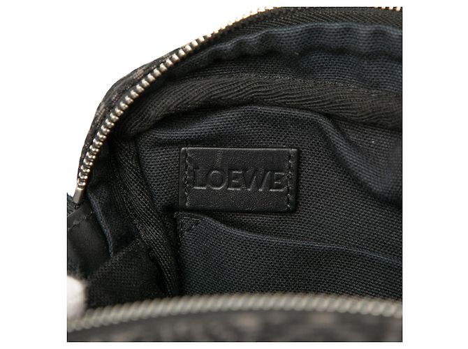 LOEWE Borsa Messenger Militare in Tela Anagram XS Nera Nero - vista 5