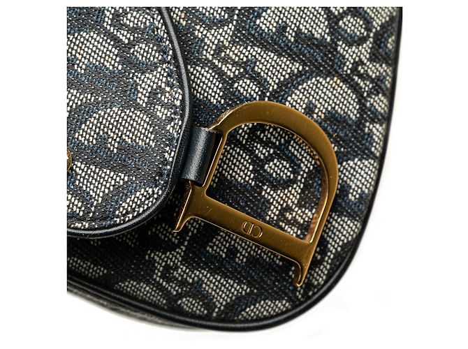 Dior Blue Diorissimo Trotter Canvas Double Saddle Crossbody Azul Azul marino - vista 8