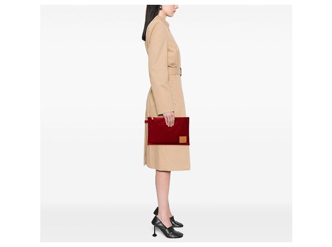 Pochette MM Hermès Toile Rossa Bora Bora Rosso Bordò - vista 7