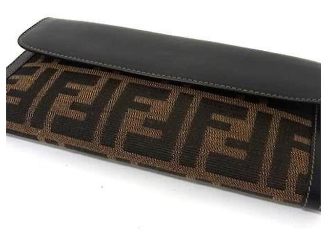 FENDI Zucca W Bifold Geldbörse Braun Schwarz - Ansicht 3