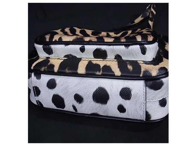 Borsa a spalla in pelle marrone e bianca Burberry Bianco - vista 5