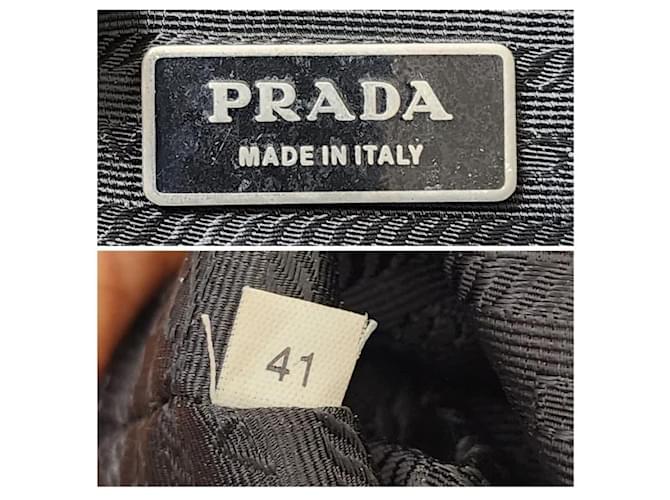Borsa a Spalla in Nylon e Pelle Prada Nera Nero - vista 10