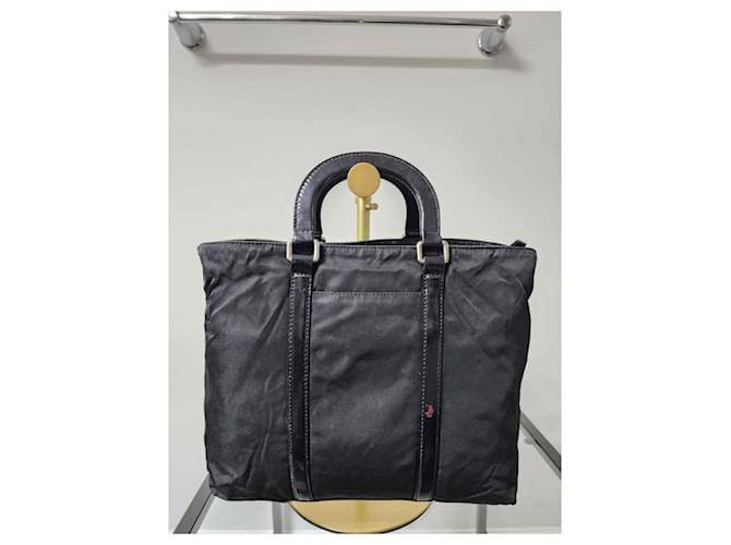 Borsa a Spalla in Nylon e Pelle Prada Nera Nero - vista 2