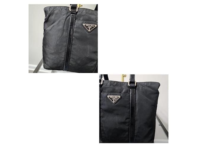 Borsa a Spalla in Nylon e Pelle Prada Nera Nero - vista 5