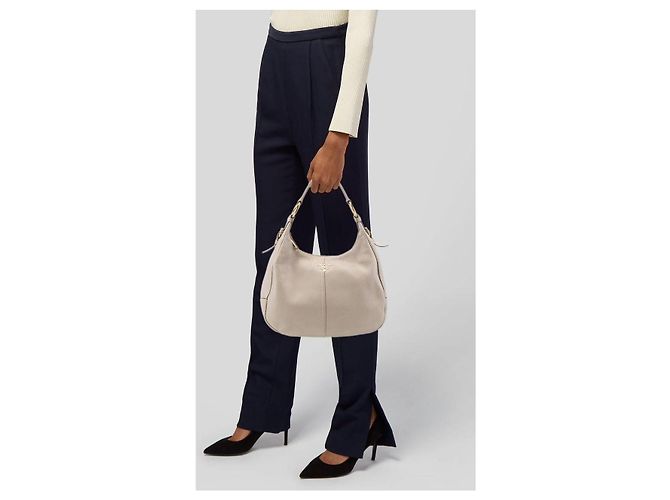 Prada Vitello Daino Leder Hobo Tasche Off-White Roh - Ansicht 14