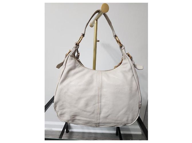 Prada Vitello Daino Leder Hobo Tasche Off-White Roh - Ansicht 3