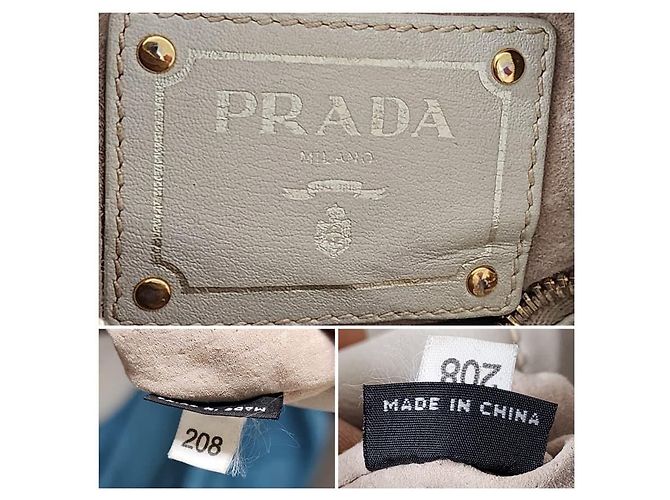 Prada Vitello Daino Leder Hobo Tasche Off-White Roh - Ansicht 4