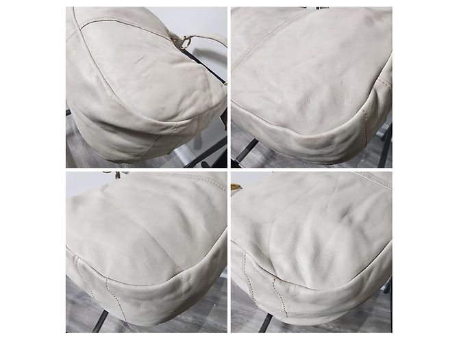 Prada Vitello Daino Leder Hobo Tasche Off-White Roh - Ansicht 5