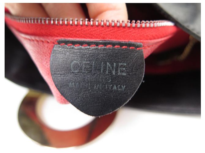 Céline VINTAGE CELINE SCHWARZE BOX LEDER EIMER HANDTASCHE - Ansicht 11