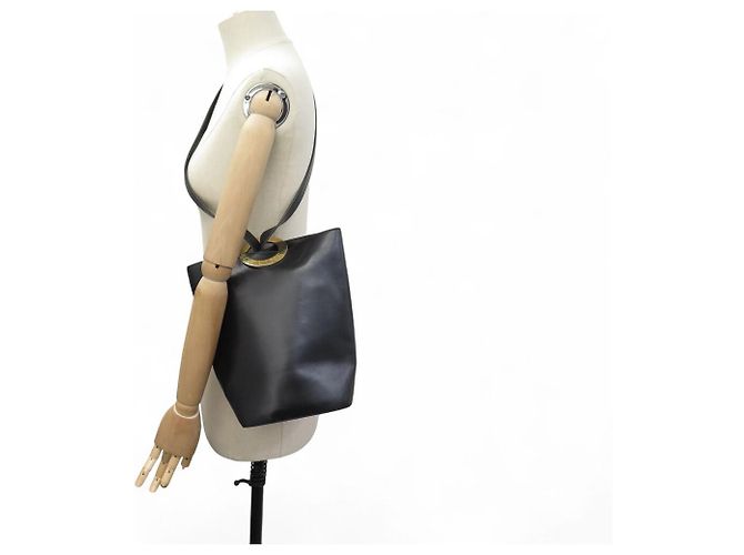Céline VINTAGE CELINE SCHWARZE BOX LEDER EIMER HANDTASCHE - Ansicht 6