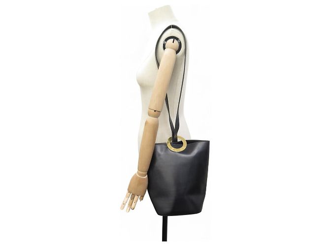 Céline VINTAGE CELINE SCHWARZE BOX LEDER EIMER HANDTASCHE - Ansicht 7