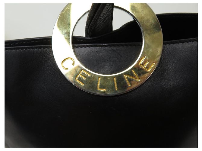 Céline VINTAGE CELINE SCHWARZE BOX LEDER EIMER HANDTASCHE - Ansicht 8