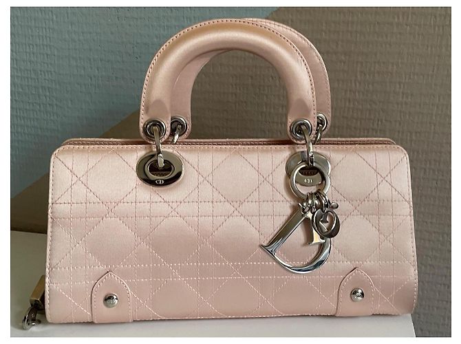 Dior Borsa Lady Dior East West in satin di seta rosa - vista 2