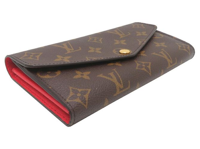 Cartera Larga Sarah Louis Vuitton Castaño Roja Monograma - vista 3