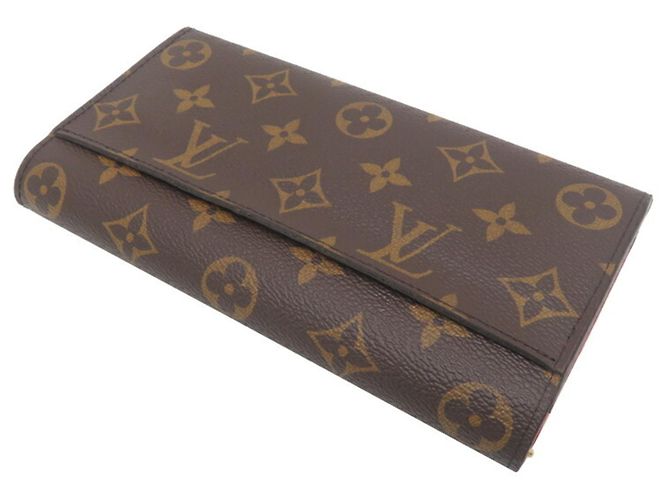 Cartera Larga Sarah Louis Vuitton Castaño Roja Monograma - vista 4