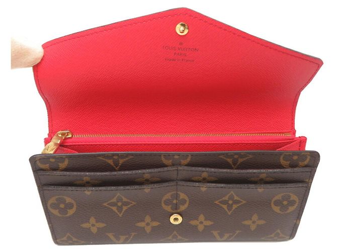 Cartera Larga Sarah Louis Vuitton Castaño Roja Monograma - vista 5