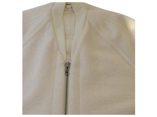 Helmut Lang Oversized Off-White Wool Zip Jacket – Size P (XS/S) Zipper closure Cream - view 5