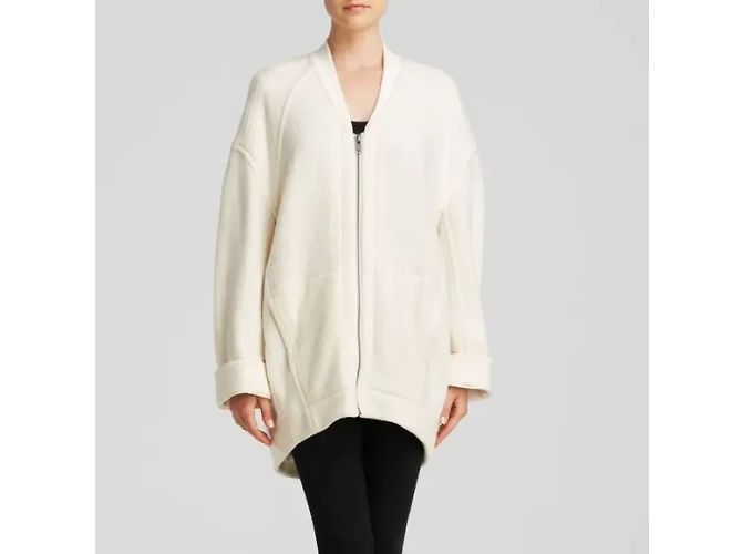 Helmut Lang Oversized Off-White Wool Zip Jacket – Size P (XS/S) Zipper closure Cream - view 8