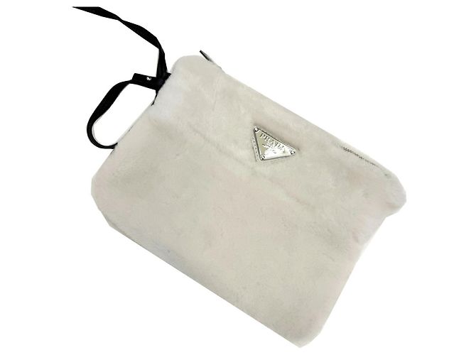 Borsa tote in terry con lettering Prada Bianco - vista 12