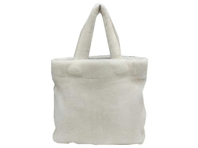 Borsa tote in terry con lettering Prada Bianco - vista 2