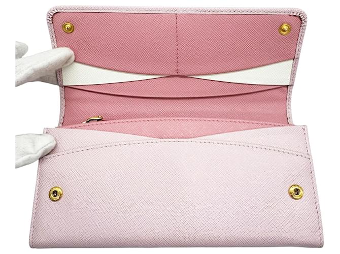 Cartera larga Prada Saffiano rosa - vista 10