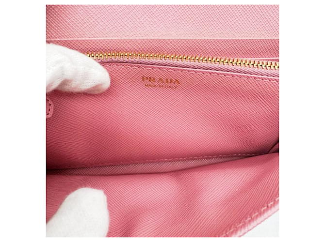 Cartera larga Prada Saffiano rosa - vista 16
