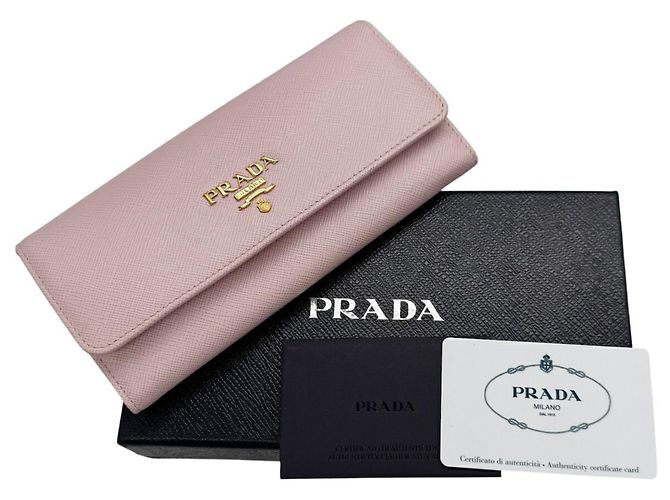 Cartera larga Prada Saffiano rosa - vista 18