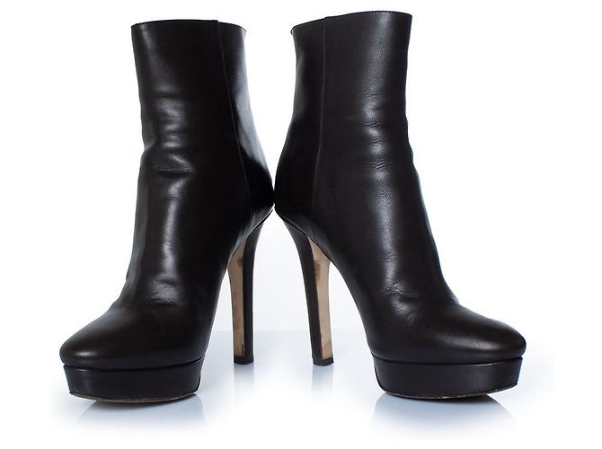 Botas de plataforma de cuero marrón oscuro Jimmy Choo Castaño - vista 6