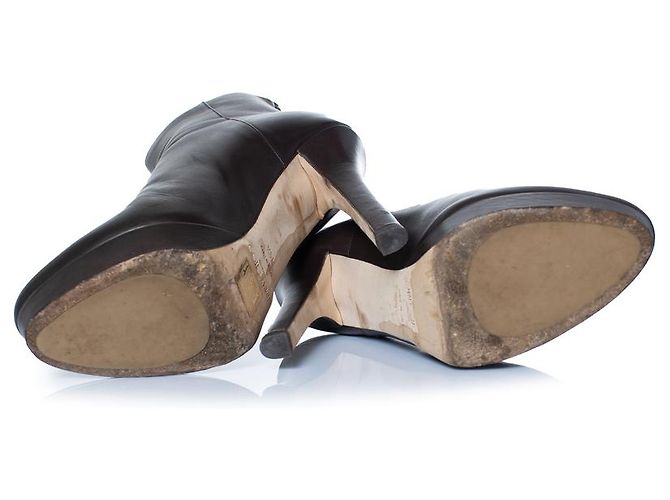 Botas de plataforma de cuero marrón oscuro Jimmy Choo Castaño - vista 7