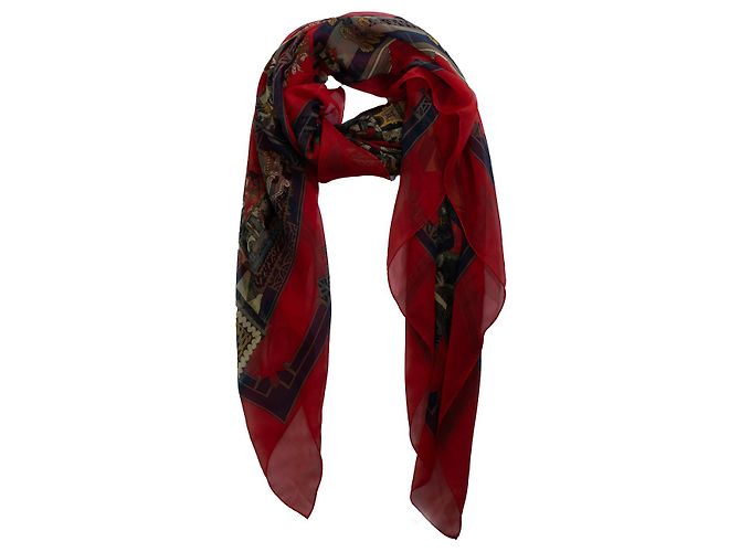 Bufanda de seda Hermès, Astres et Soleils en rojo Roja - vista 2
