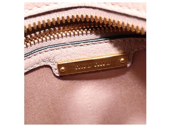 Miu Miu Madras Fiocco Borsa Tote in Pelle Piccola Rosa - vista 6