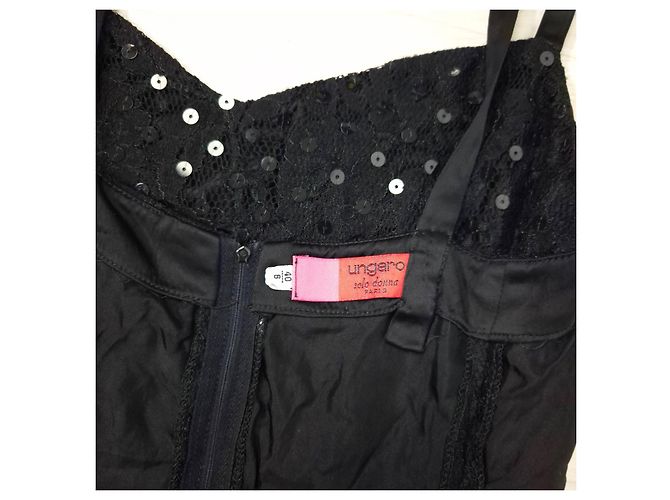 Emanuel Ungaro Ungaro Paris schwarzes Slipkleid mit Pailletten - Ansicht 4