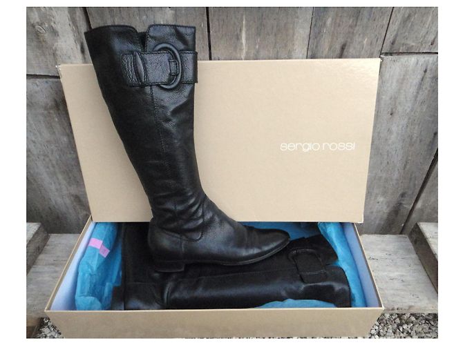 Botas Sergio Rossi de piel negra Negro - vista 6