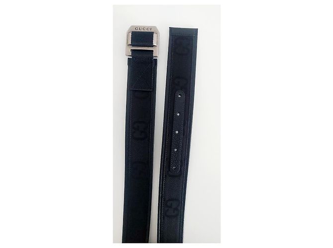 Cintura Gucci GG in pelle nera e nylon Nero - vista 5