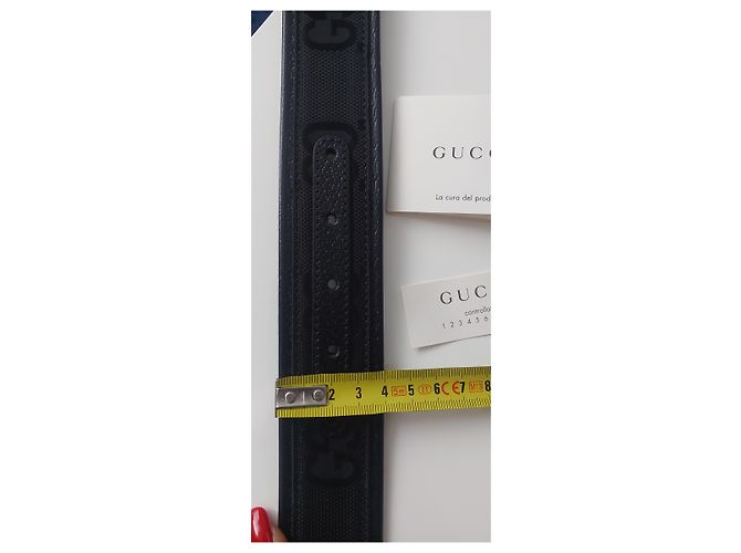 Cintura Gucci GG in pelle nera e nylon Nero - vista 7