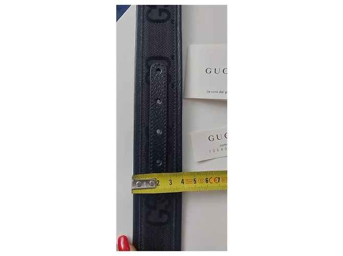Cintura Gucci GG in pelle nera e nylon Nero - vista 8