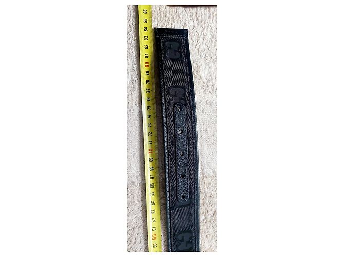 Cintura Gucci GG in pelle nera e nylon Nero - vista 9