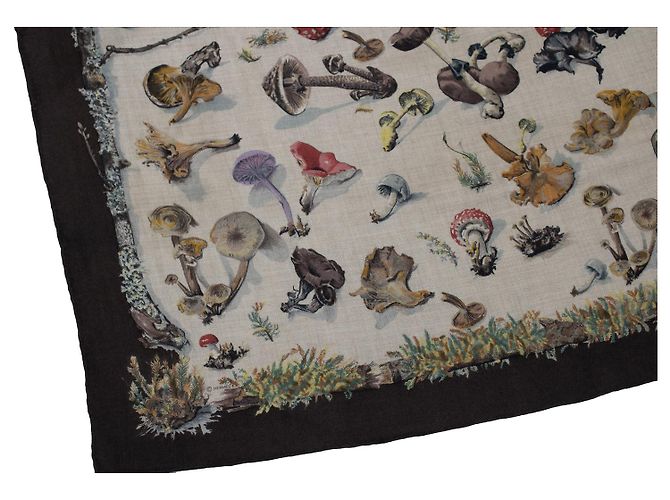 Hermès, Sciarpa in cashmere Les champignons in marrone - vista 3