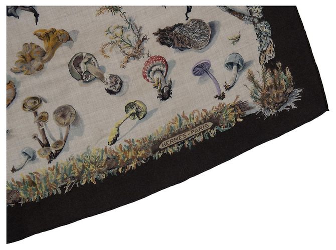 Hermès, Sciarpa in cashmere Les champignons in marrone - vista 4