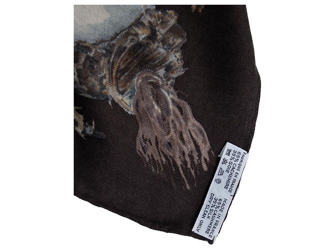 Hermès, Sciarpa in cashmere Les champignons in marrone - vista 5