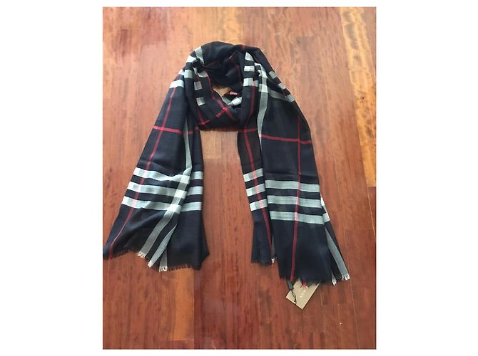 Stola Burberry in lana e seta nera Nero - vista 2