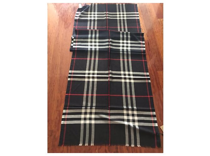 Stola Burberry in lana e seta nera Nero - vista 3