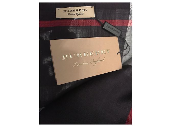 Stola Burberry in lana e seta nera Nero - vista 9