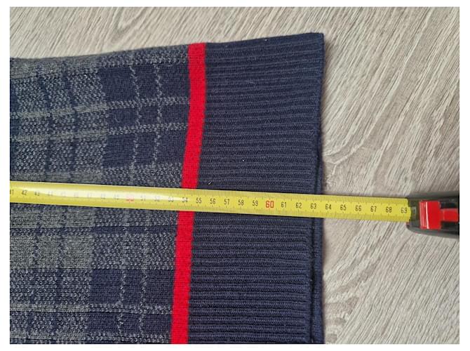 Sandro Karomuster Pullover aus Wolle und Kaschmir V-Ausschnitt Marineblau Dunkelgrün - Ansicht 8