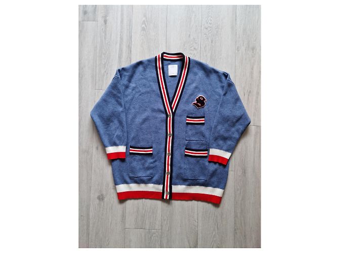 Sandro Cardigan Hellblau V Ausschnitt College Stil - Ansicht 14